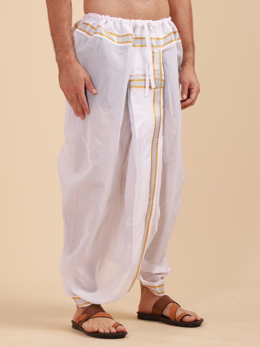 Men Ready to wear cotton Dhoti pant with Angavastram