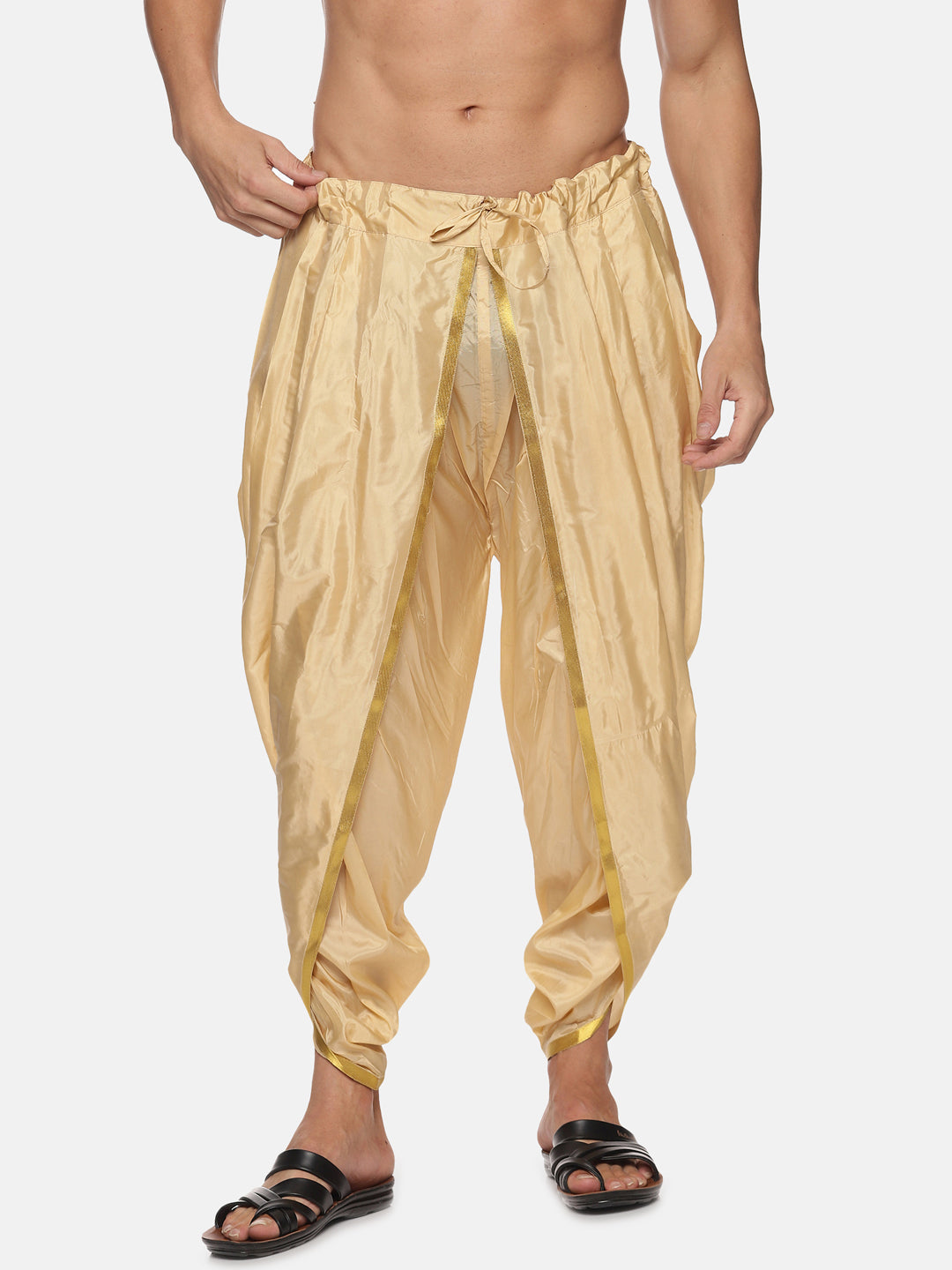 Men Biscuit Colour Polyester Viscose Dhoti Pant