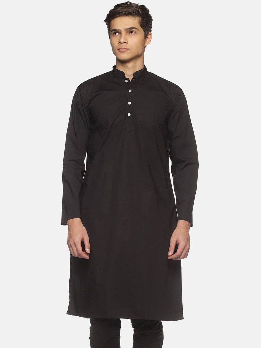 Men Black Colour Cotton Kurta