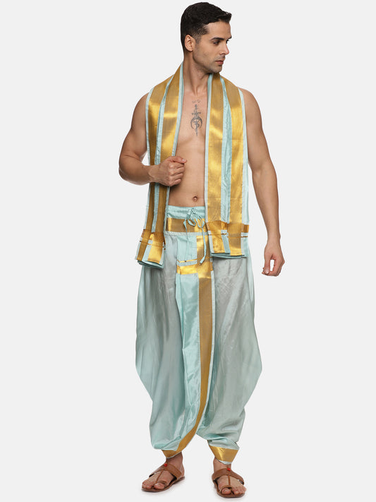 Men Readymade Artsilk Solid Colour Dhoti Pant and Angavastram