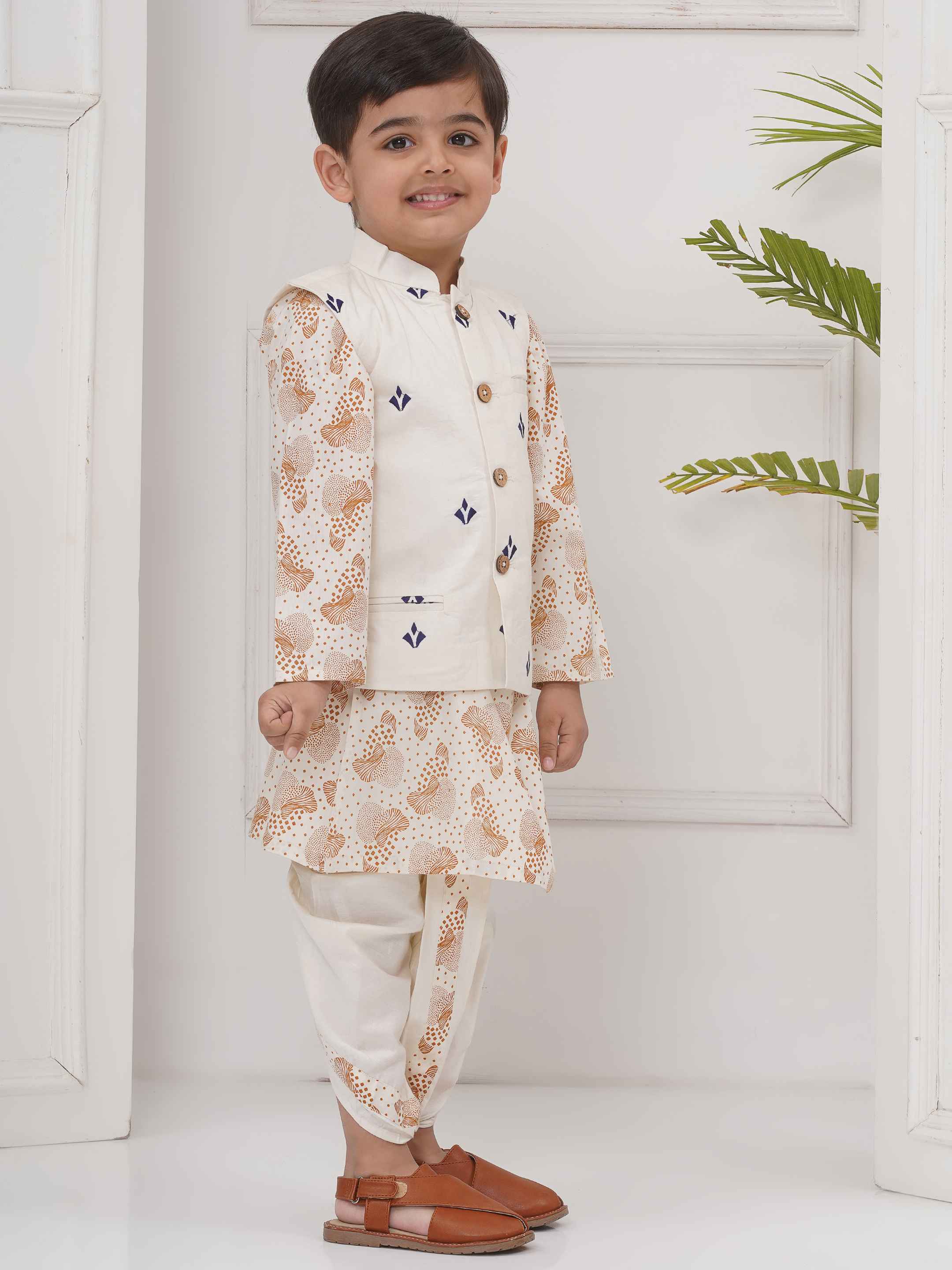 Boys Kurta Dhoti Pant Set with Nehru Jacket