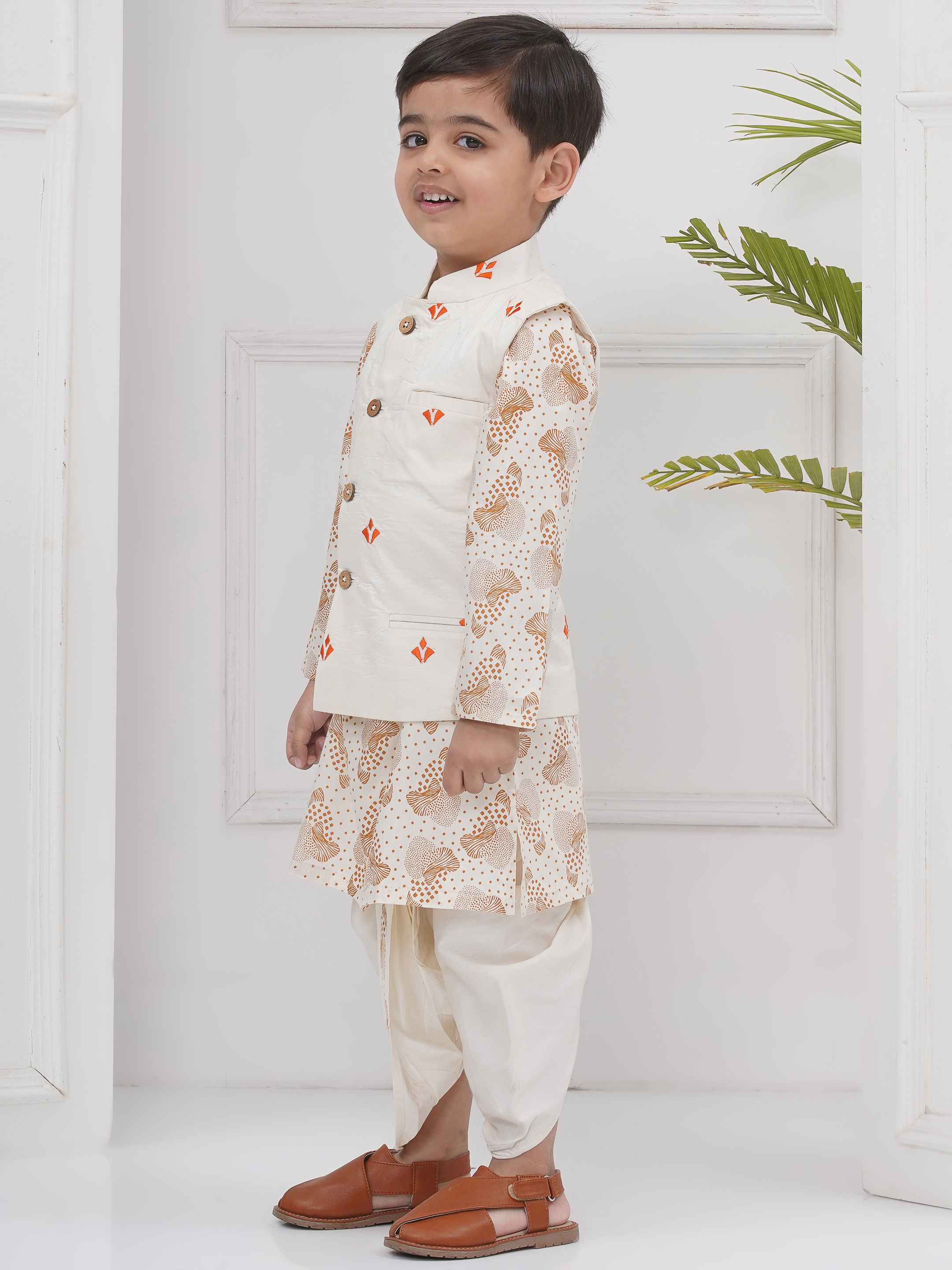 Boys Kurta Dhoti Pant Set with Nehru Jacket