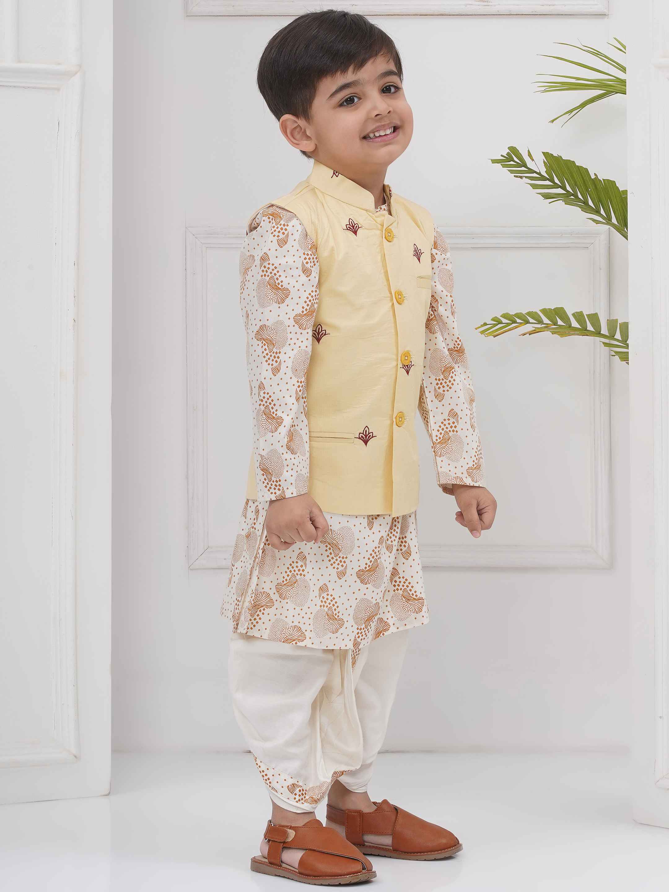 Boys Kurta Dhoti Pant Set with Nehru Jacket