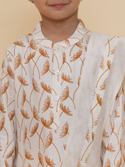 Boys Soft Silk Kurta DhotiPant And Angavastram Set