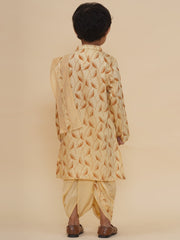 Boys Soft Silk Kurta DhotiPant And Angavastram Set