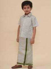 Boys Tissue Shirt With Dhoti Set