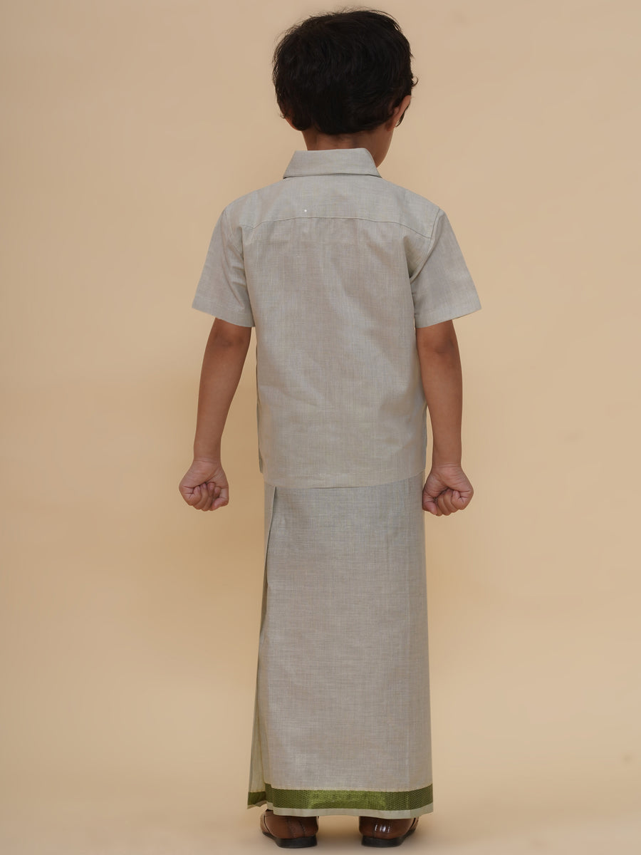 Boys Tissue Shirt With Dhoti Set