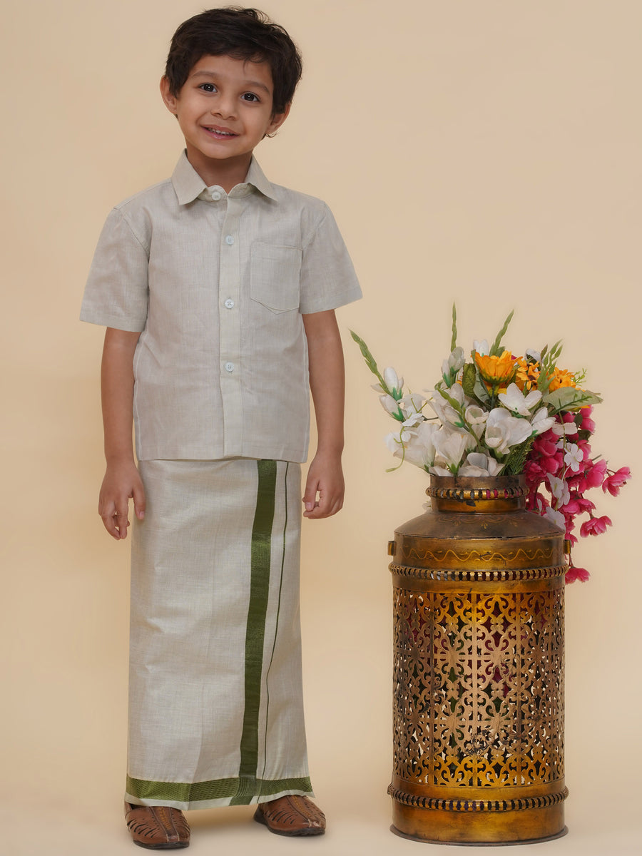 Boys Tissue Shirt With Dhoti Set