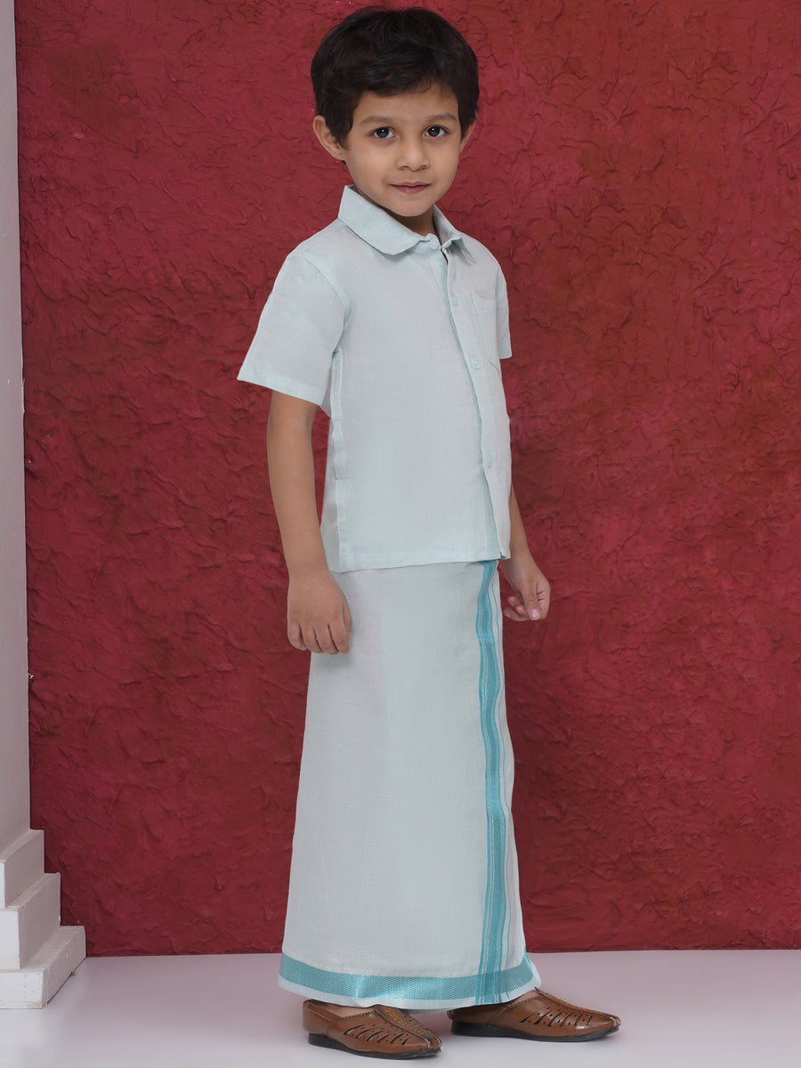 Boys Tissue Shirt With Dhoti Set