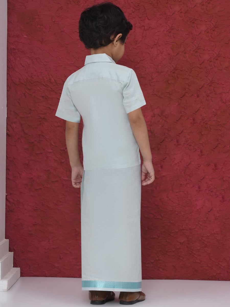 Boys Tissue Shirt With Dhoti Set