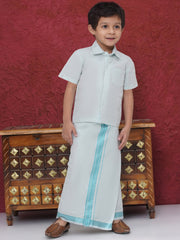 Boys Tissue Shirt With Dhoti Set