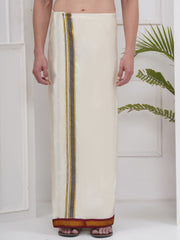 PATTU MIX 7KAN CREAM POCKET DHOTI