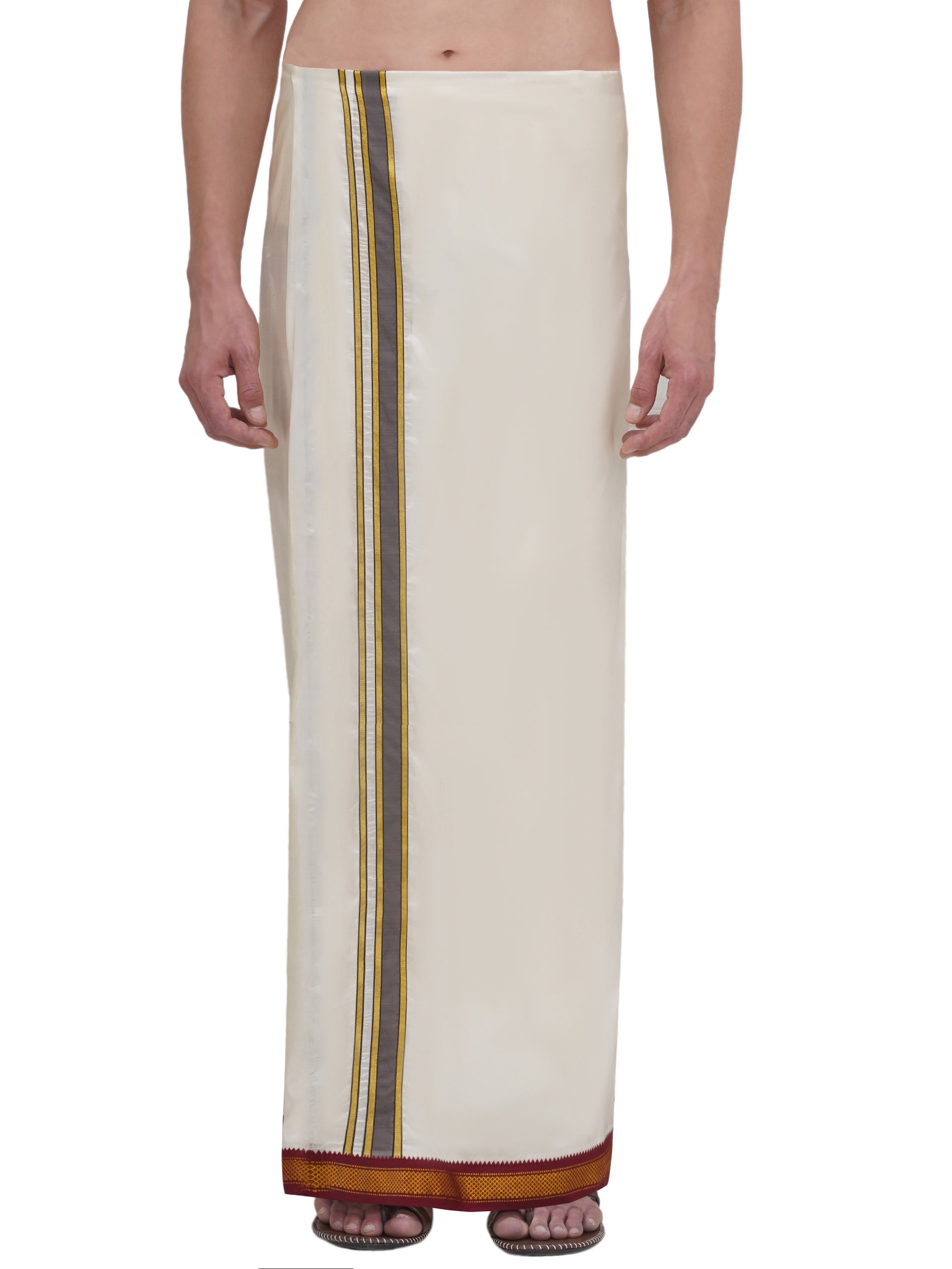 PATTU MIX 7KAN CREAM POCKET DHOTI