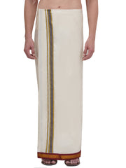 PATTU MIX 7KAN CREAM POCKET DHOTI