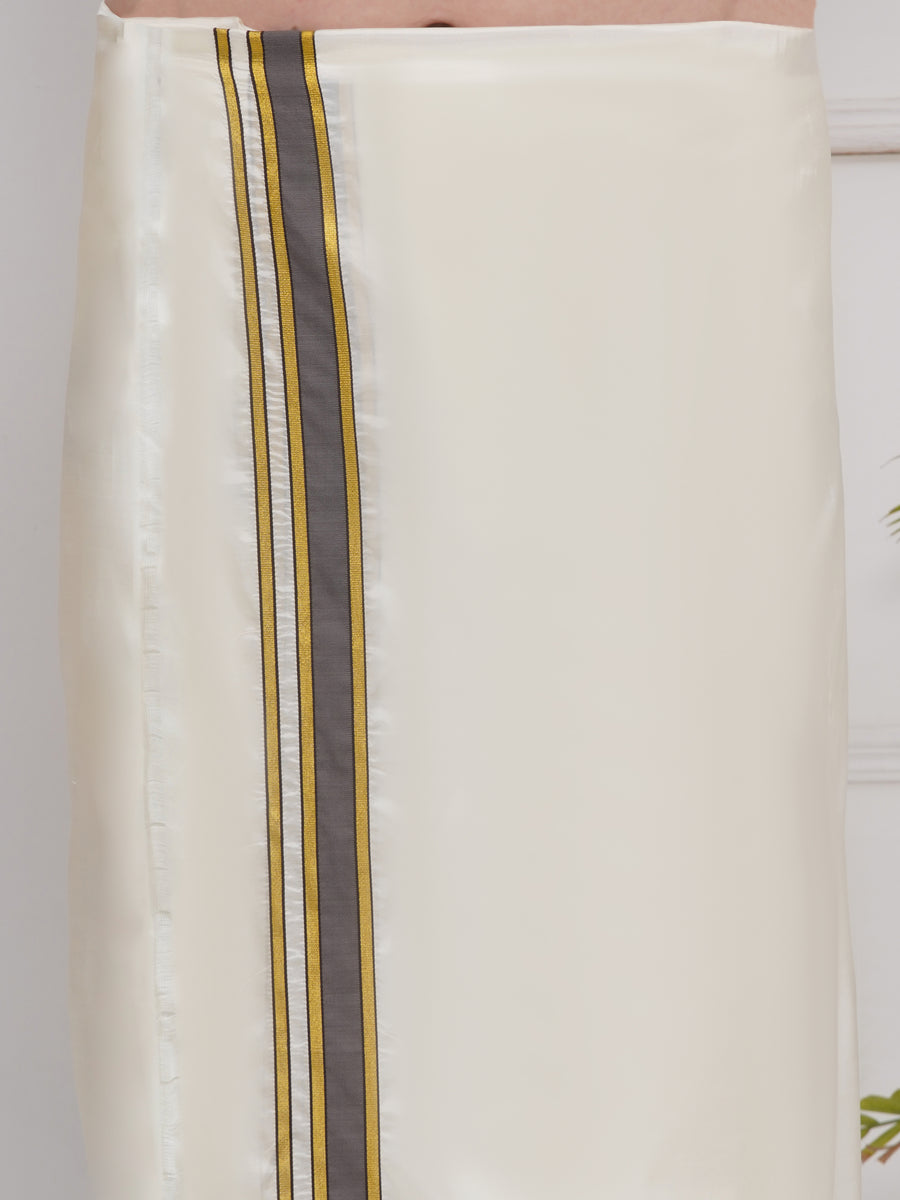 PATTU MIX 7KAN CREAM POCKET DHOTI