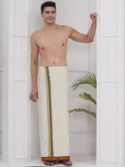 PATTU MIX 7KAN CREAM POCKET DHOTI