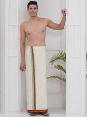 PATTU MIX 7KAN CREAM POCKET DHOTI