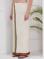 PATTU MIX 7KAN CREAM POCKET DHOTI