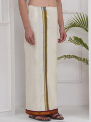 PATTU MIX 7KAN CREAM POCKET DHOTI