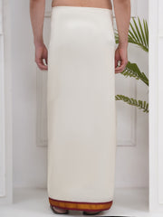 PATTU MIX 7KAN CREAM POCKET DHOTI