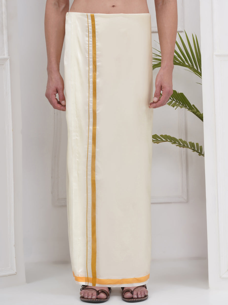 PATTU MIX 50K CREAM POCKET DHOTI