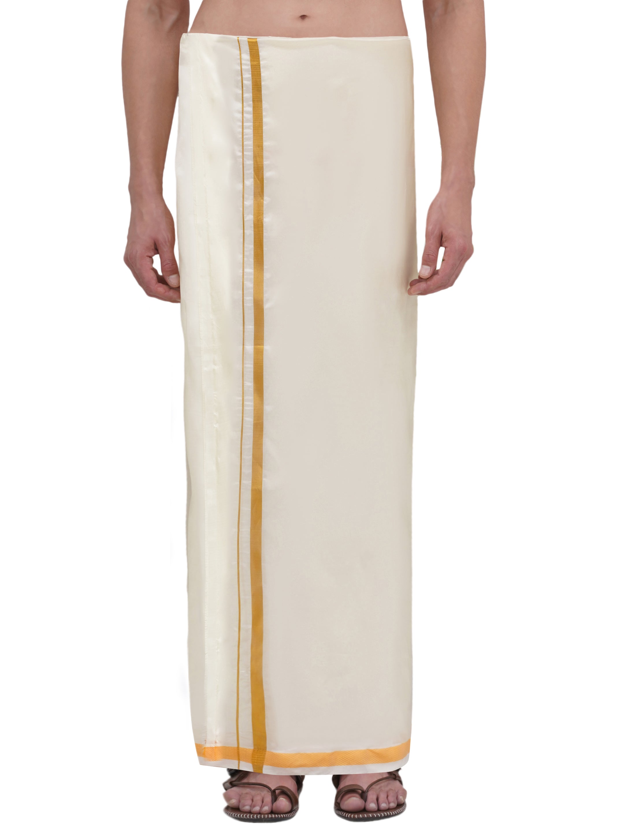 PATTU MIX 50K CREAM POCKET DHOTI