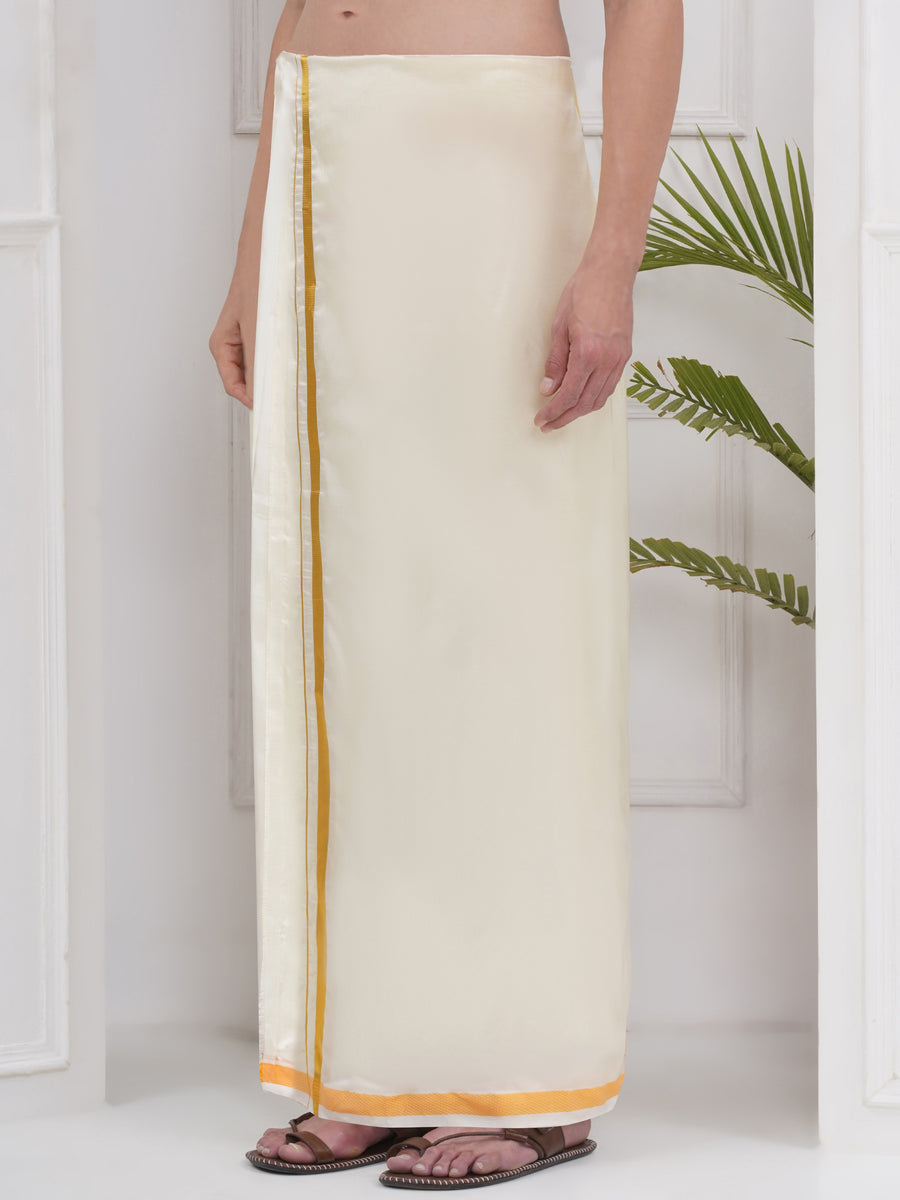 PATTU MIX 50K CREAM POCKET DHOTI
