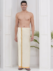 PATTU MIX 50K CREAM POCKET DHOTI