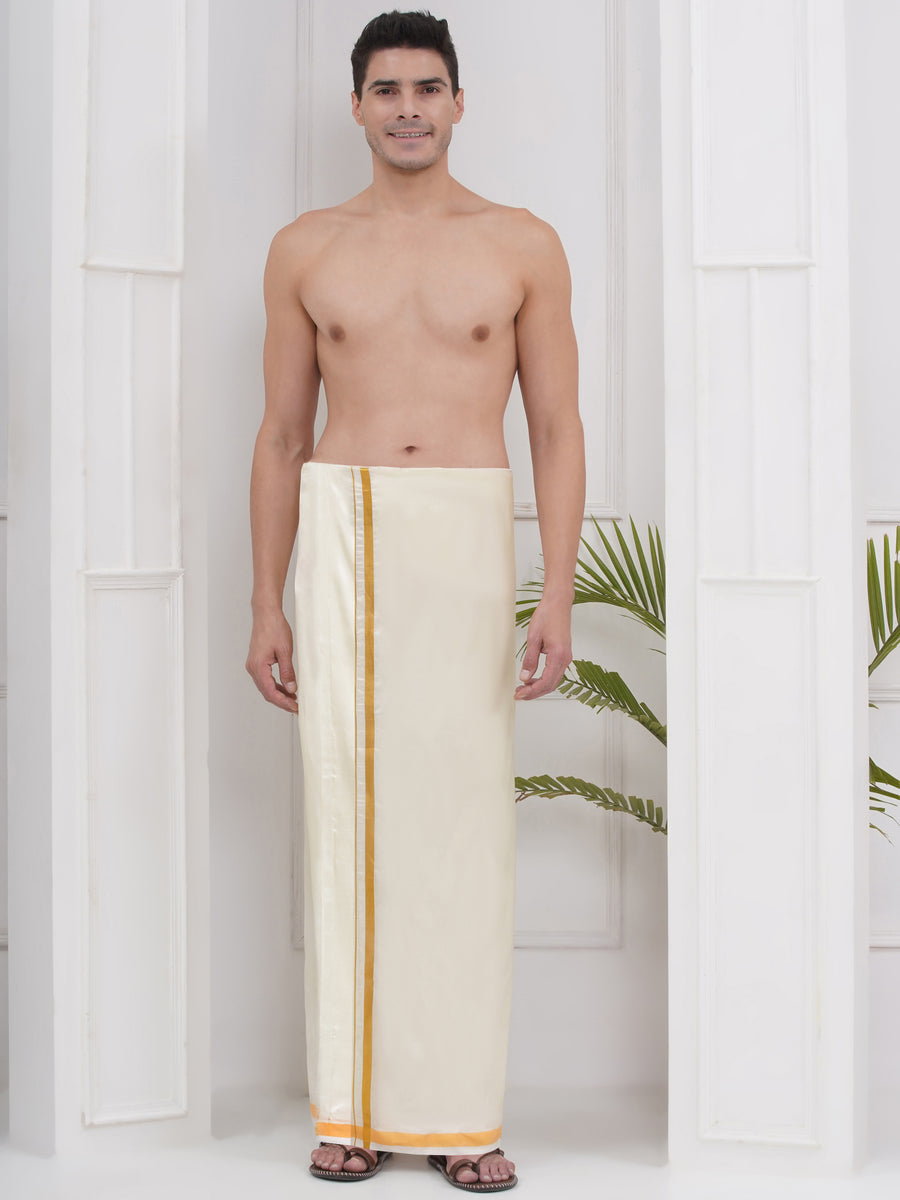 PATTU MIX 50K CREAM POCKET DHOTI