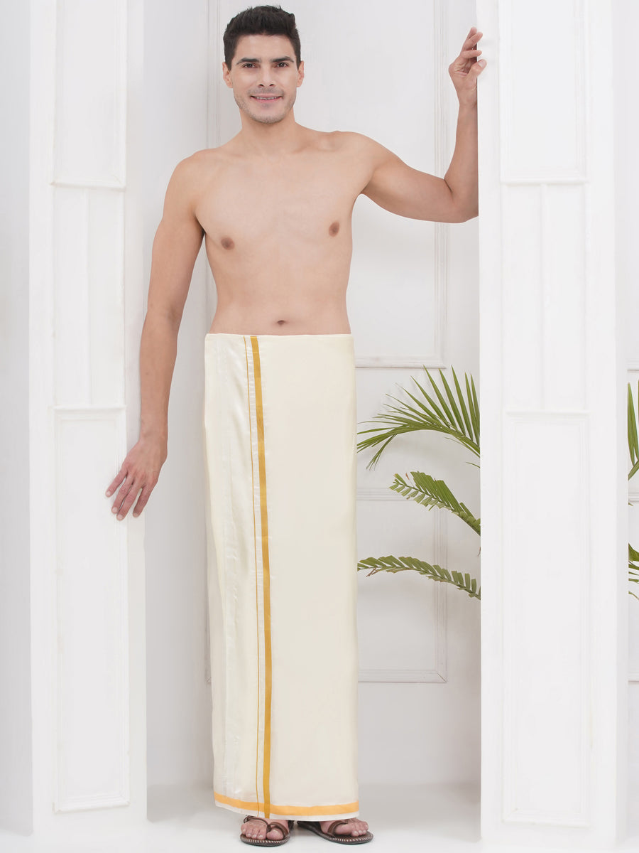 PATTU MIX 50K CREAM POCKET DHOTI