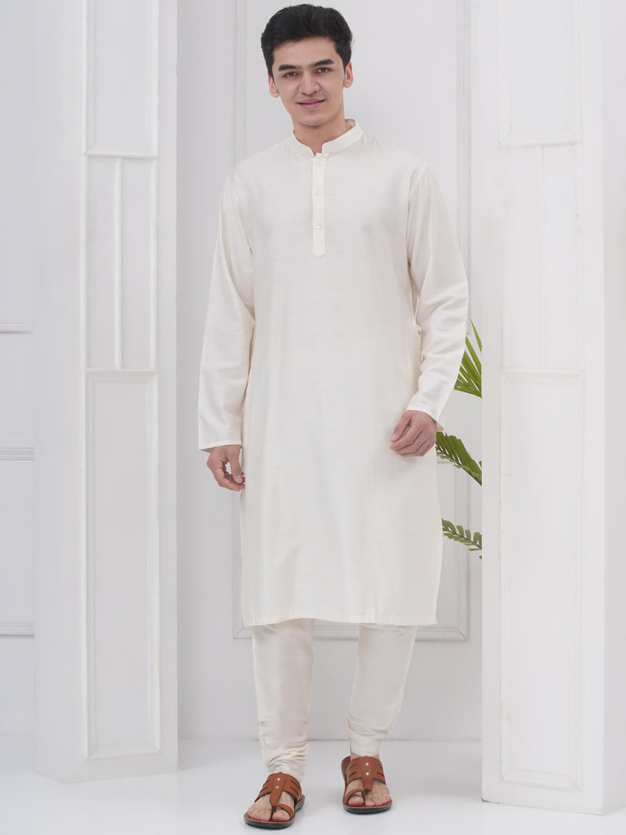 Mens Silk Cotton Kurta Pyjama Set