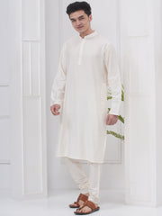 Mens Silk Cotton Kurta Pyjama Set