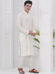 Mens Silk Cotton Kurta Pyjama Set