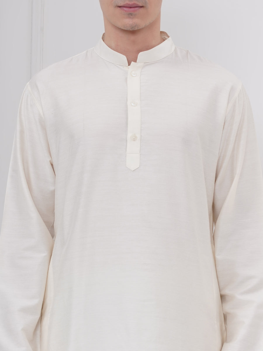 Mens Silk Cotton Kurta Pyjama Set