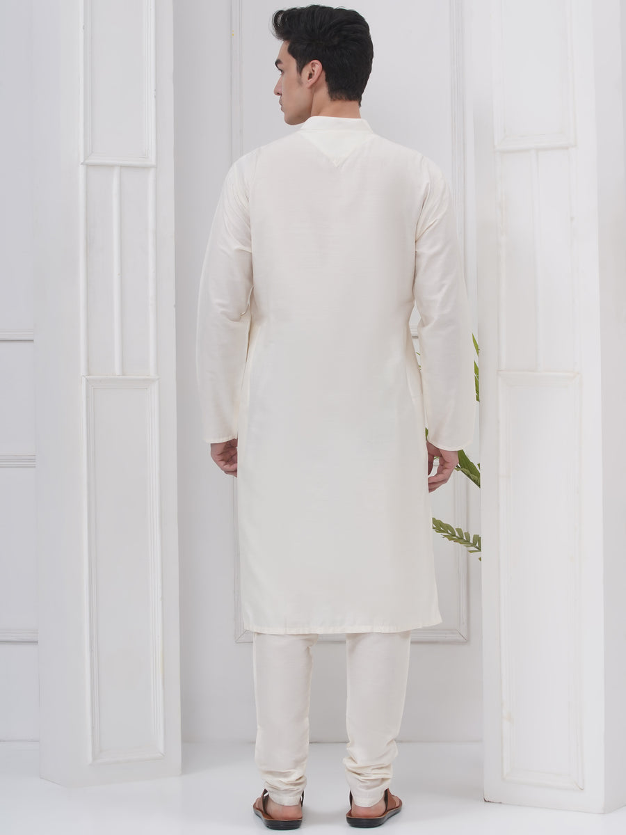 Mens Silk Cotton Kurta Pyjama Set