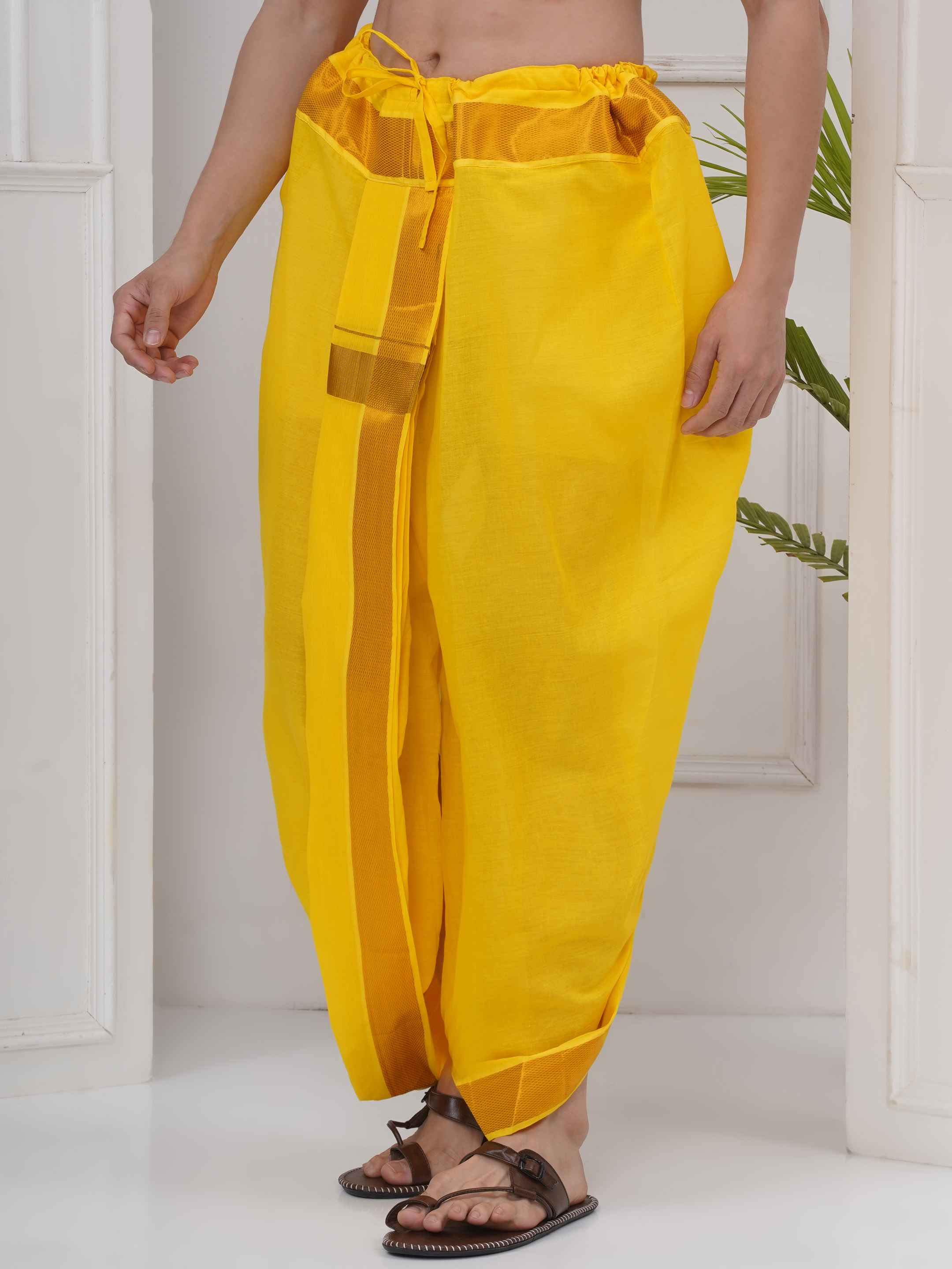 Mens Yellow Colour Readymade DhotiPant