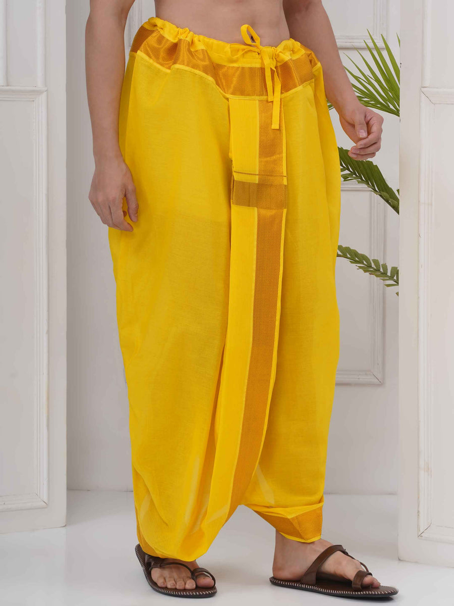 Mens Yellow Colour Readymade DhotiPant