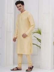 Mens Silk Cotton Kurta Pyjama Set