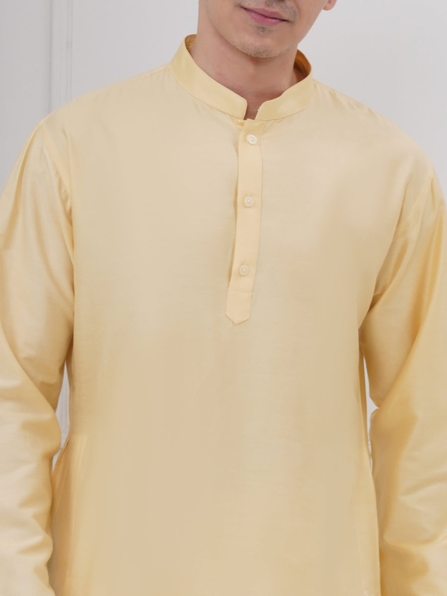 Mens Silk Cotton Kurta Pyjama Set