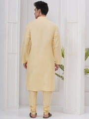 Mens Silk Cotton Kurta Pyjama Set