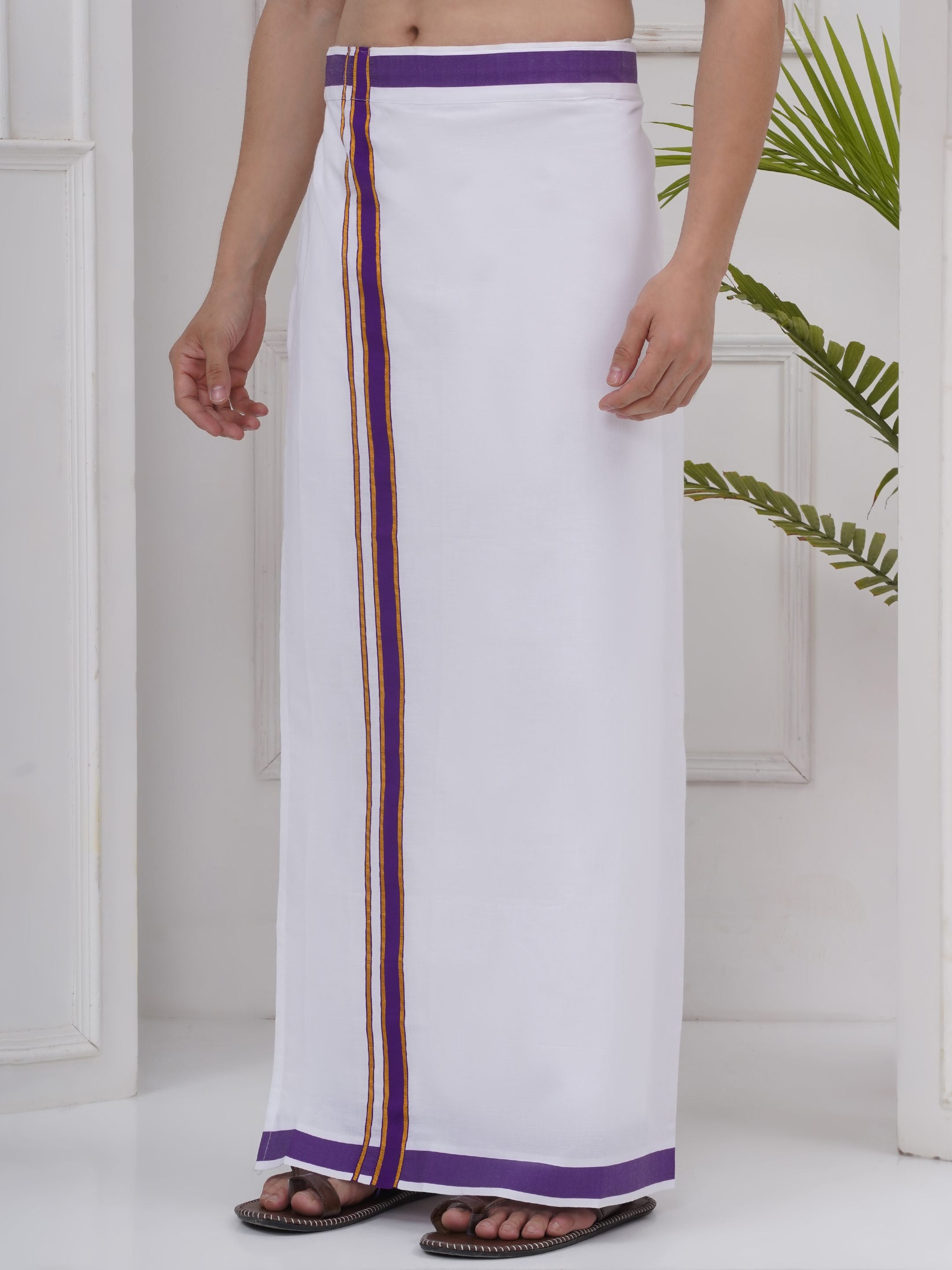Mens Readymade Cotton Dhoti With color Border