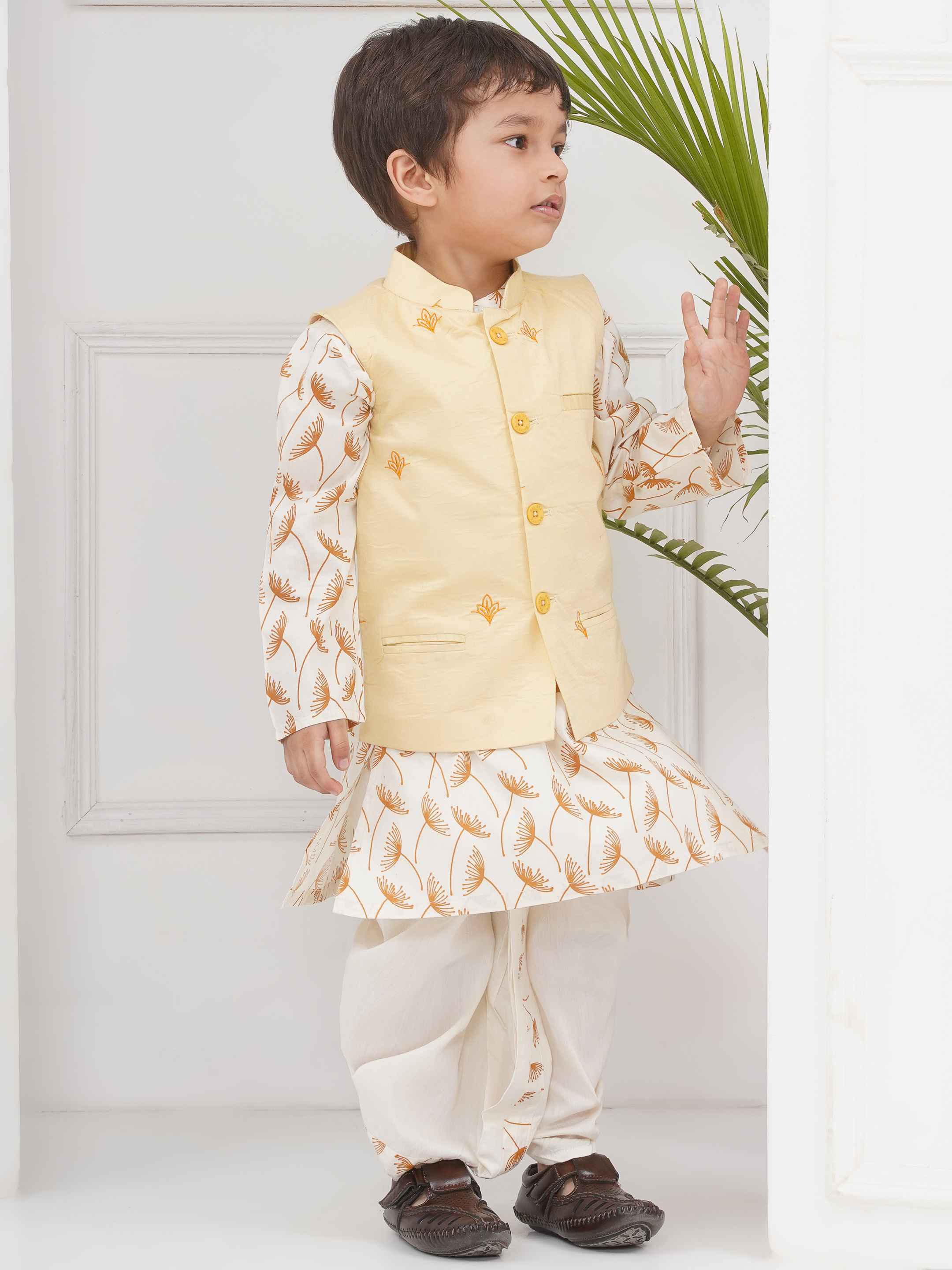 Boys Kurta Dhoti Pant Set with Nehru Jacket