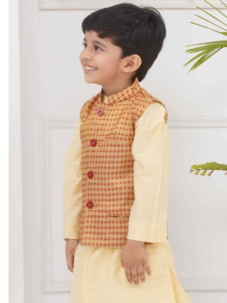 Boys Mandarin Collar Nehru Jacket.