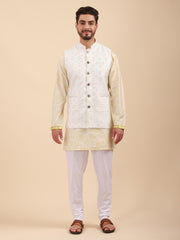 Men Kurta Pyjama Set with Nehru Jacket