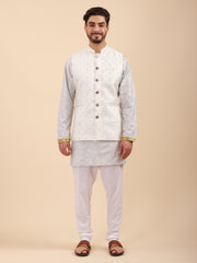 Men Kurta Pyjama Set with Nehru Jacket