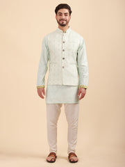 Men Printed Kurta Set with Nehru Jacket & Pyjama