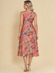 Women Red Ethnic Motifs Digital Print Fit and Flare Midi Dress