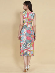 Women White Ethnic Motifs Digital Print Fit and Flare Midi Dress