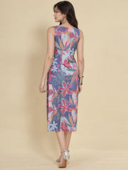 Women Lavender Ethnic Motifs Digital Print Fit and Flare Midi Dress