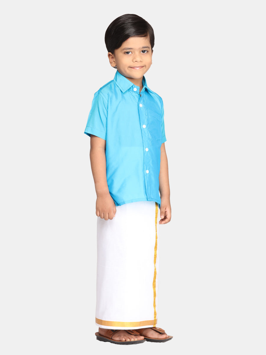 Boys Ethnic Shirt with Readymade Stick-On Dhoti Set